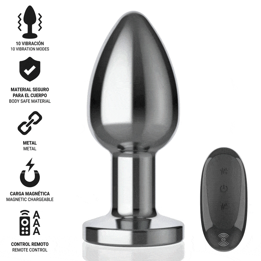 INTENSE – PLUG ANAL 10 VIBRACIONES METAL CON CONTROL REMOTO L
