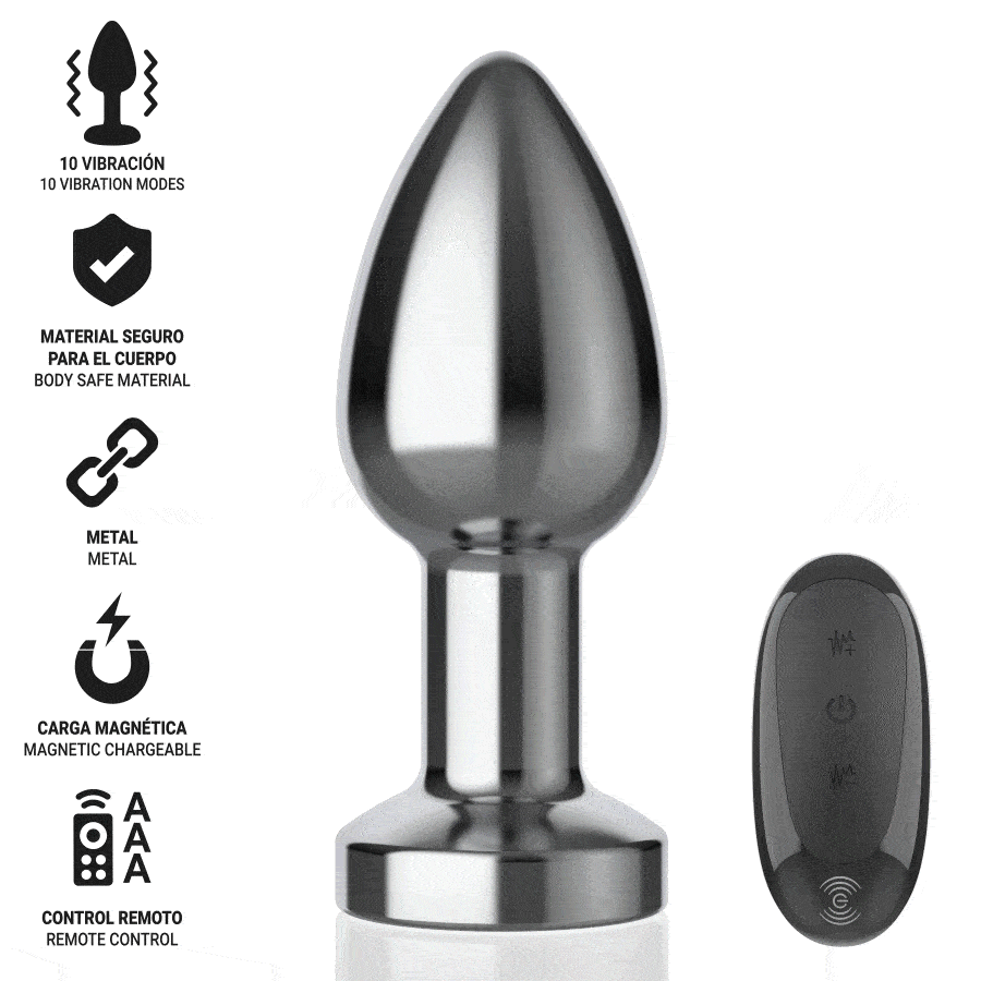 INTENSE – PLUG ANAL 10 VIBRACIONES METAL CON CONTROL REMOTO M