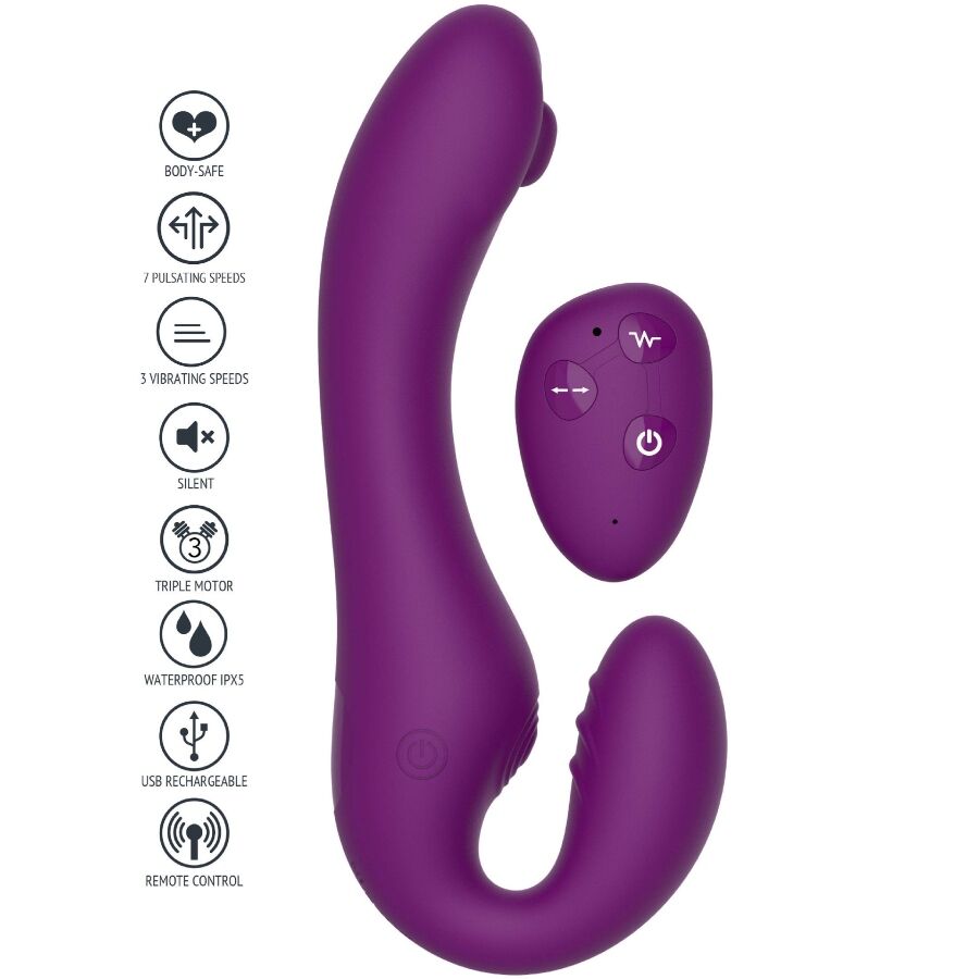 XOCOON – STRAPLESS STRAP-ON VIBRADOR 2 EN 1 CON CONTROL REMOTO MORADO