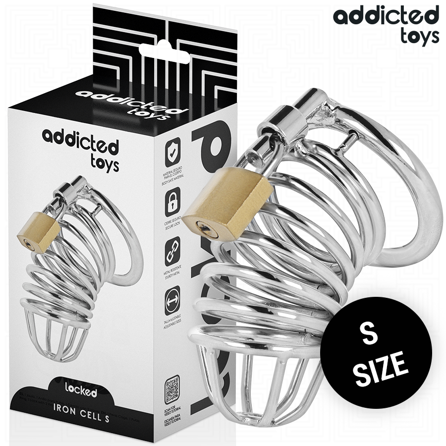 ADDICTED TOYS LOCKED – IRON CELL JAULA PARA PENE DE METAL 4 CM TALLA S