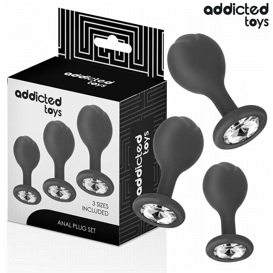 ADDICTED TOYS – SET DE 3 PLUG SILICONA ANAL CON JOYA