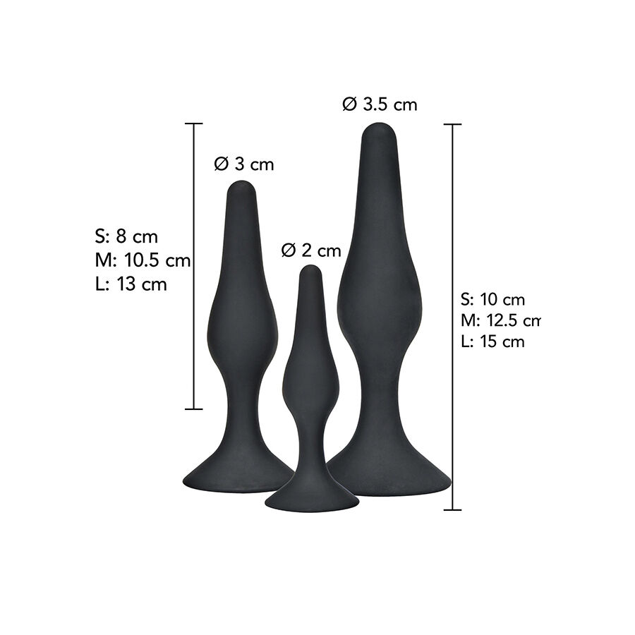 TOYJOY – ANAL PLAY CURVY COMPANIONS PLUG ANAL 3 PIEZAS NEGRO