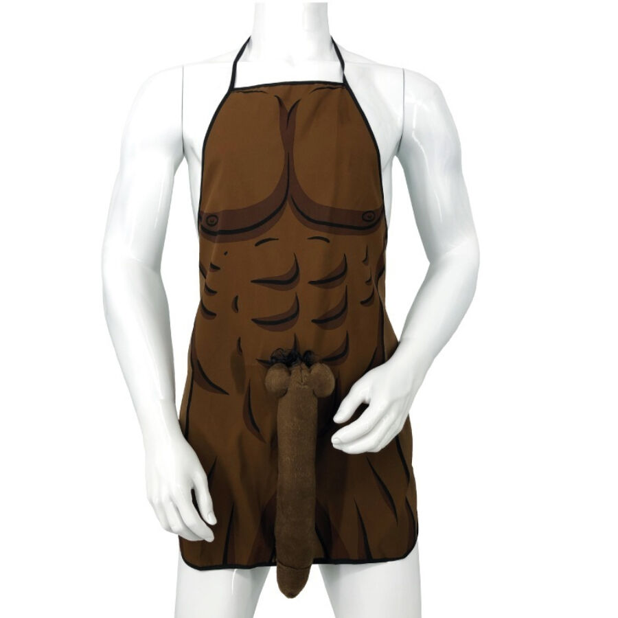 DIABLO PICANTE – DELANTAL CON PENE 3D MUSCULOSO Y ATREVIDO MULATO