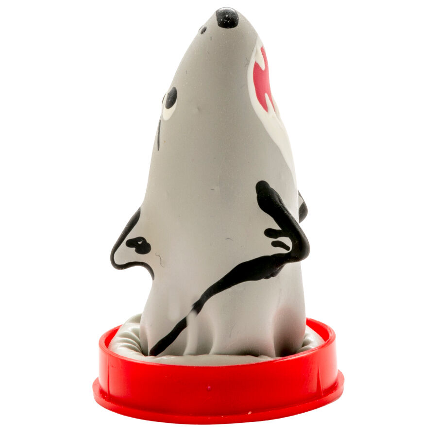 CONDOMERIE – PRESERVATIVO DECORATIVO PINTADO A MANO TIBURÓN MODELO 1