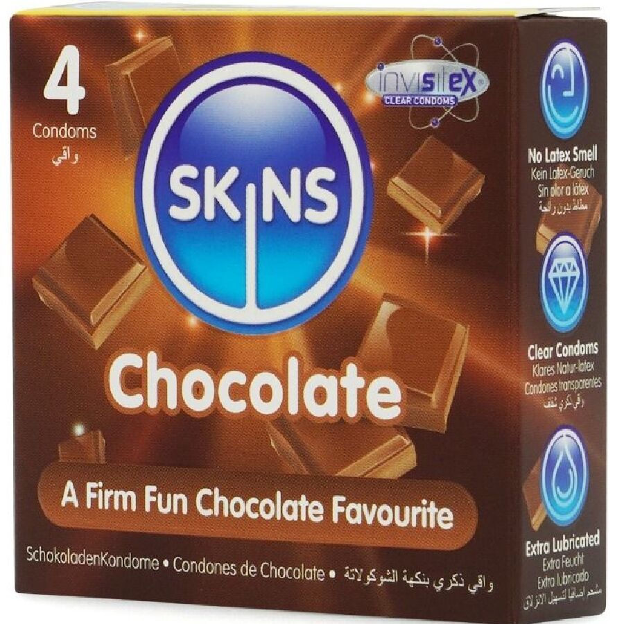 SKINS – PRESERVATIVOS PREMIUM SABOR CHOCOLATE PACK 4