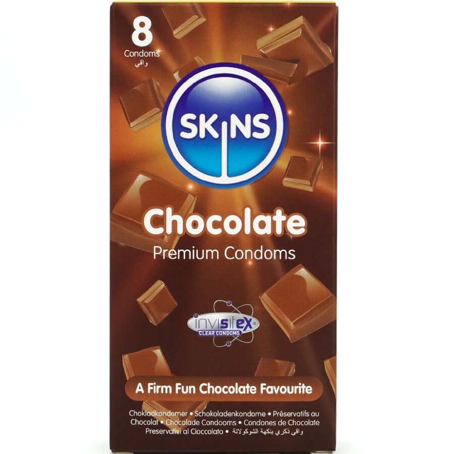 SKINS – PRESERVATIVOS PREMIUM SABOR CHOCOLATE PACK 8