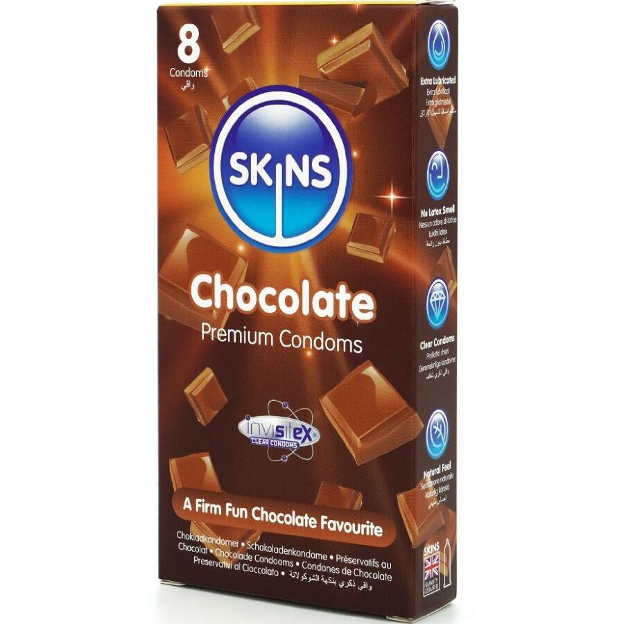 SKINS – PRESERVATIVOS PREMIUM SABOR CHOCOLATE PACK 8