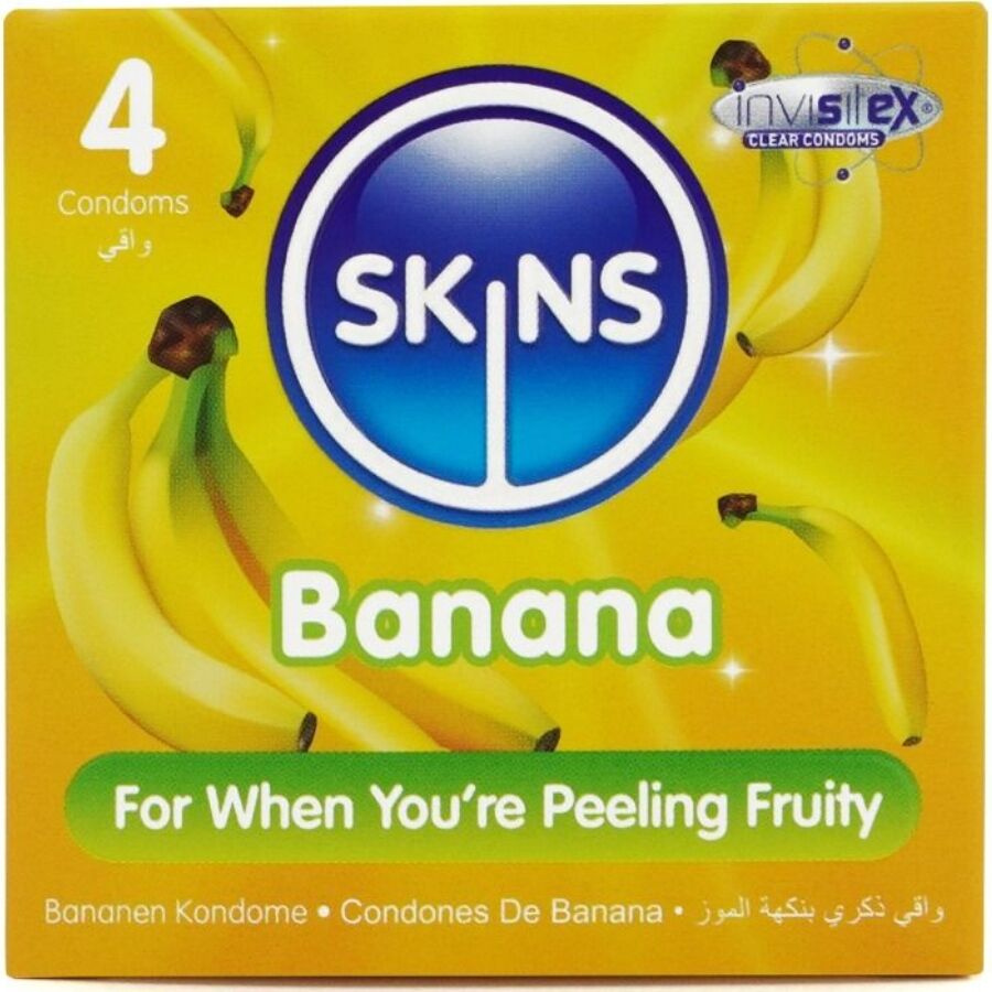 SKINS – PRESERVATIVOS PREMIUM SABOR PLÁTANO PACK 4