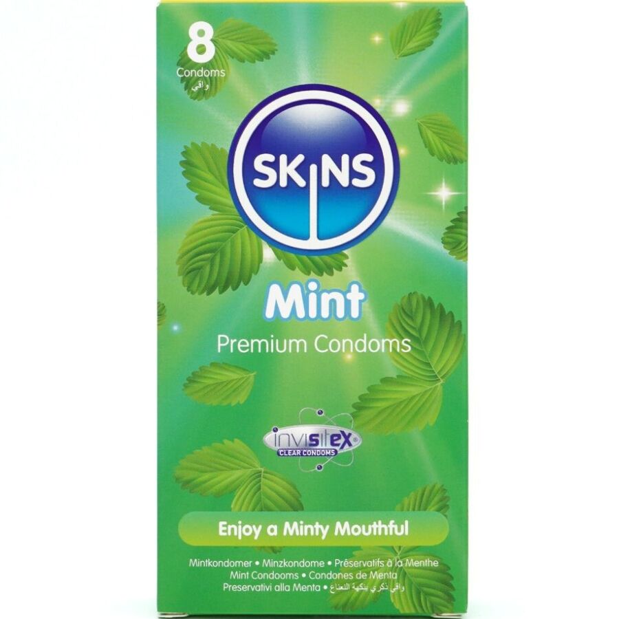 SKINS – PRESERVATIVOS PREMIUM SABOR MENTA PACK 8