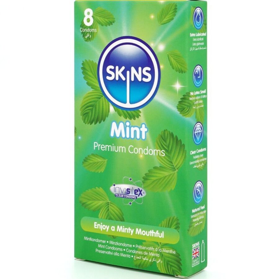 SKINS – PRESERVATIVOS PREMIUM SABOR MENTA PACK 8