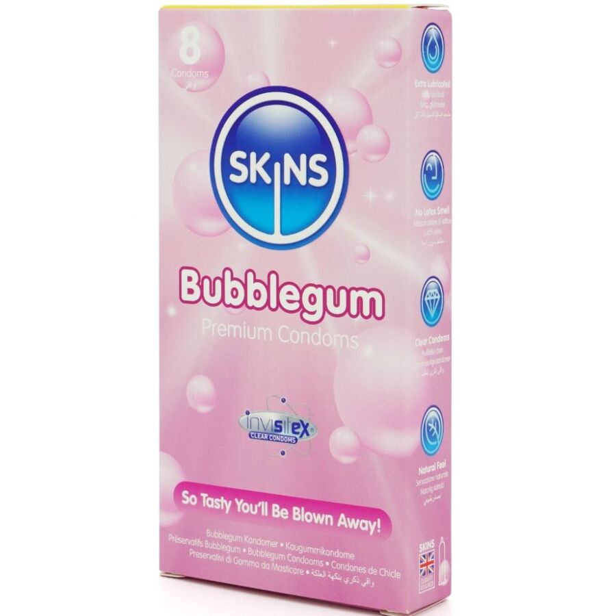 SKINS – PRESERVATIVOS PREMIUM SABOR CHICLE PACK 8