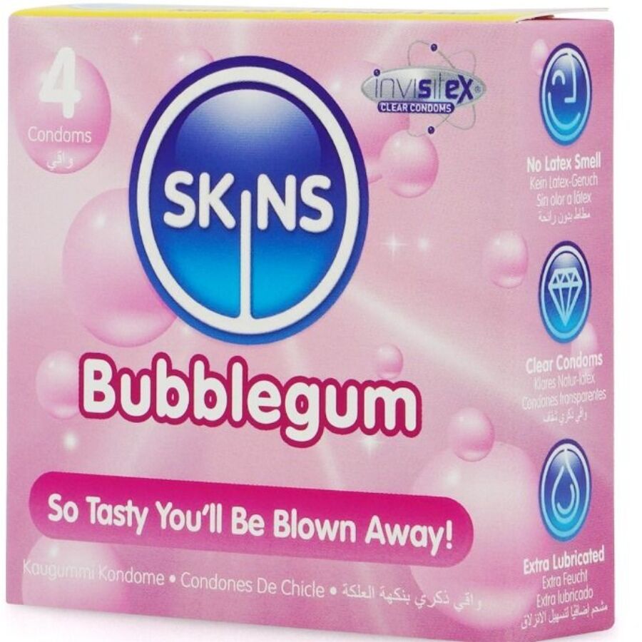 SKINS – PRESERVATIVOS PREMIUM SABOR CHICLE PACK 4