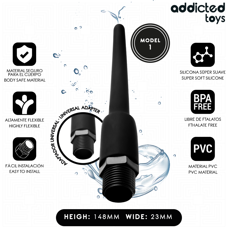 ADDICTED TOYS – LIMPIADOR ANAL CON ADAPTADOR UNIVERSAL MODELO 1