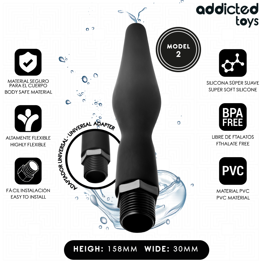 ADDICTED TOYS – LIMPIADOR ANAL CON ADAPTADOR UNIVERSAL MODELO 2