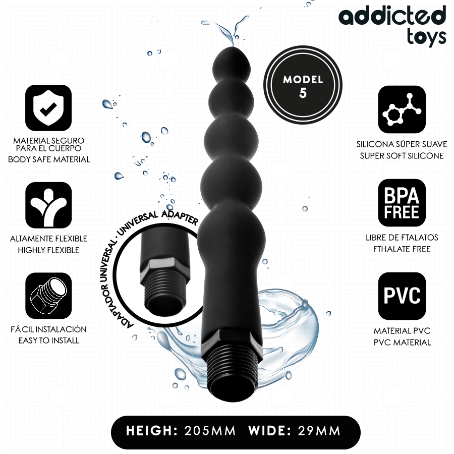 ADDICTED TOYS – LIMPIADOR ANAL CON ADAPTADOR UNIVERSAL MODELO 5