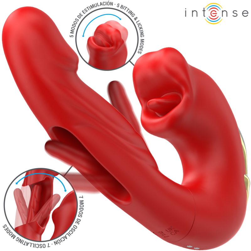 INTENSE – NATHY VIBRADOR DOBLE CON BOCA ESTIMULADORA MULTIFUNCIÓN ROJO