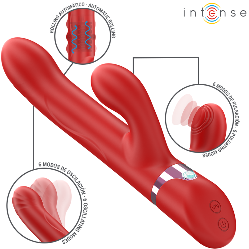 INTENSE – LELE VIBRADOR MULTIFUNCIÓN ROTATORIO  OSCILACIÓN  ESTIMULACIÓN ROJO