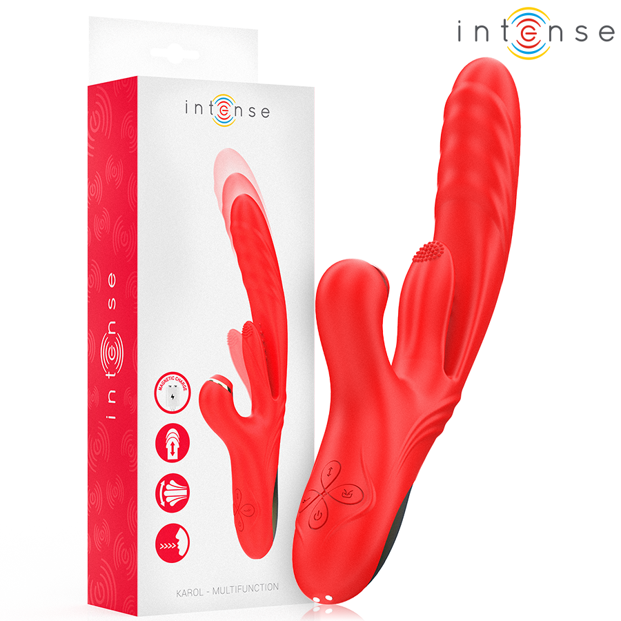 INTENSE – KAROL VIBRADOR MULTIFUNCIÓN EMPUJE  ESTIMULACIÓN  ONDAS ESTIMULADORAS ROJO