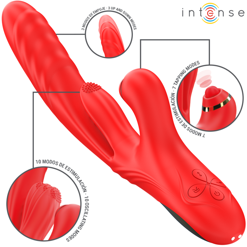INTENSE – ROSALIA VIBRADOR MULTIFUNCIÓN 3 EN 1 ROJO