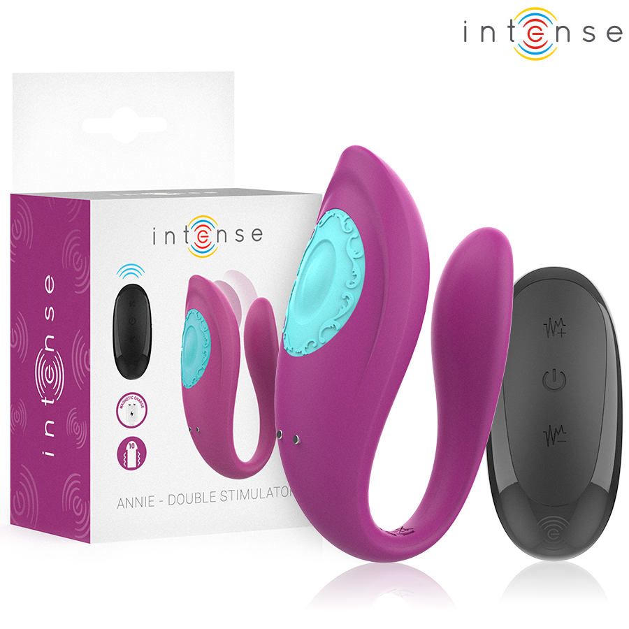 INTENSE – ANNIE ESTIMULADOR  VIBRADOR FORMA DE U MORADO CONTROL REMOTO