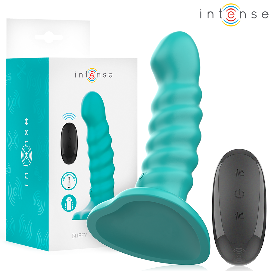 INTENSE – BUFFY VIBRADOR TALLA S DISEÑO EN ESPIRAL 10 VIBRACIONES AZUL CONTROL REMOTO