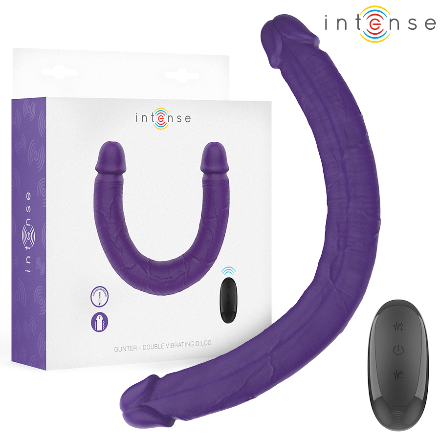 INTENSE – GUNTER DILDO DOBLE VIBRADOR 40 CM MORADO CONTROL REMOTO