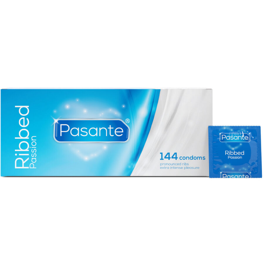 PASANTE – RIBBED PASSION PRESERVATIVOS CAJA 144 UNIDADES