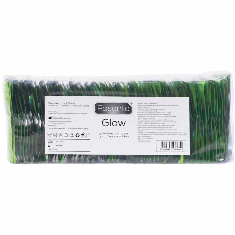 PASANTE – GLOW PRESERVATIVOS BOLSA 144 UNIDADES