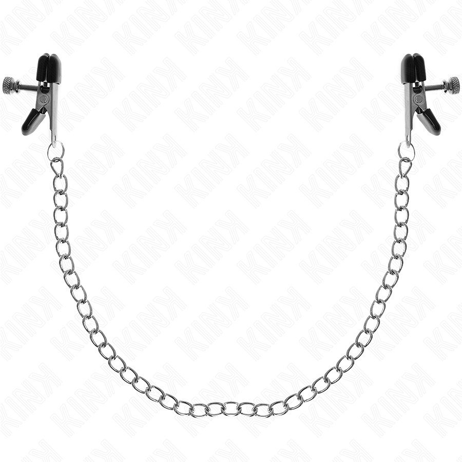 KINK – PINZAS PARA PEZONES PLANAS NEGRO CON CADENA PLATEADO 34 CM