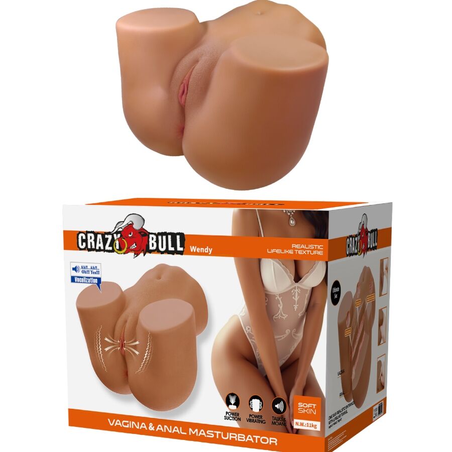 CRAZY BULL – WENDY TRASERO FEMENINO REALISTA VIBRADOR SUCCIONADOR CON SONIDO 11 KG