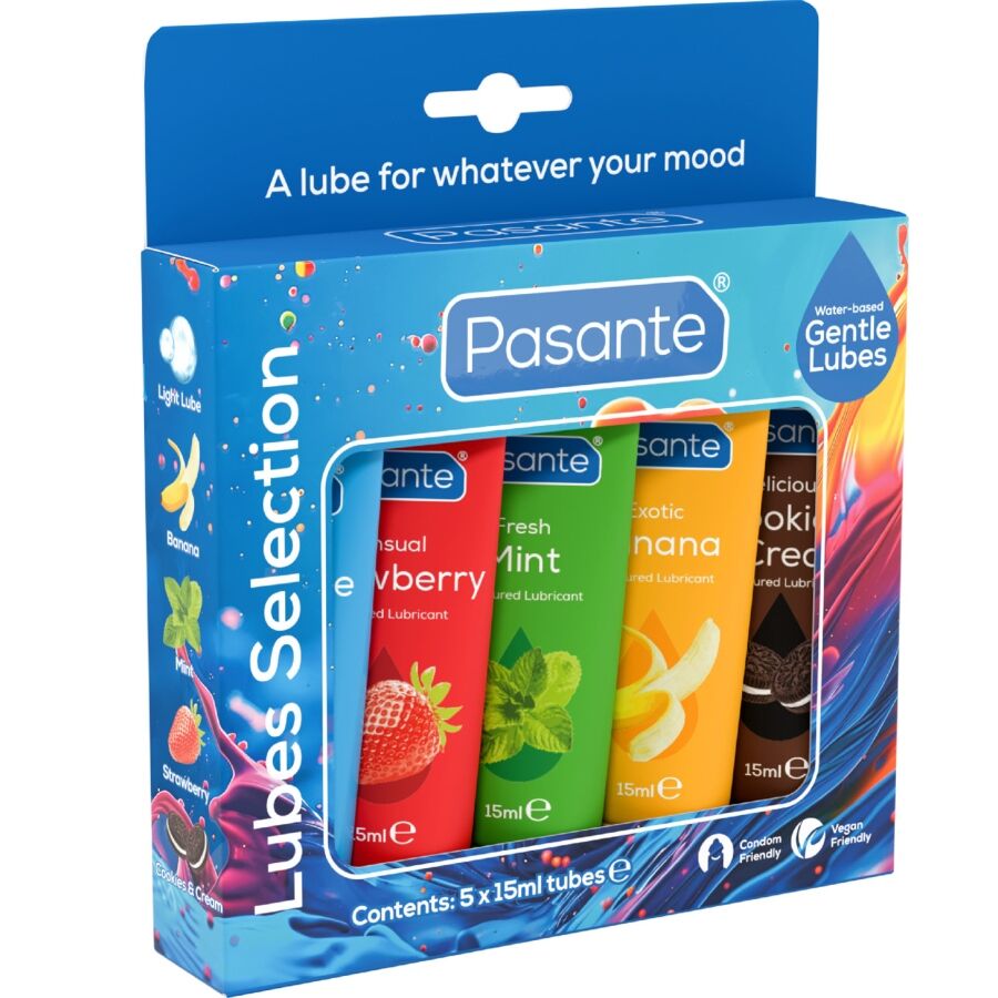PASANTE – PACK LUBRICANTES SABORES VARIADOS 5 UDS X 15 ML