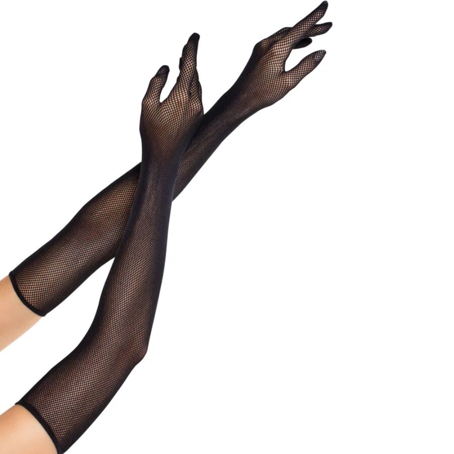 LEG AVENUE – GUANTES DE REJILLA LARGOS DE ÓPERA NEGRO