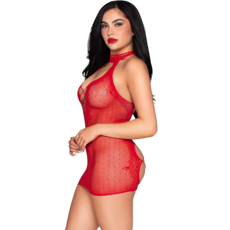LEG AVENUE – 81675 MINI VESTIDO HALTER ROJO – TALLA ÚNICA