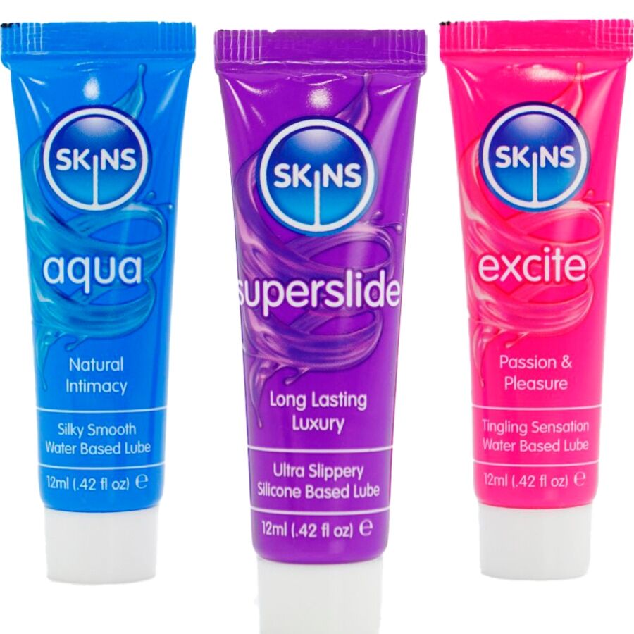 SKINS – VITAL LUBES KIT LUBRICANTES AQUA, SUPERSLIDE  EXCITE 3 x 12 ML