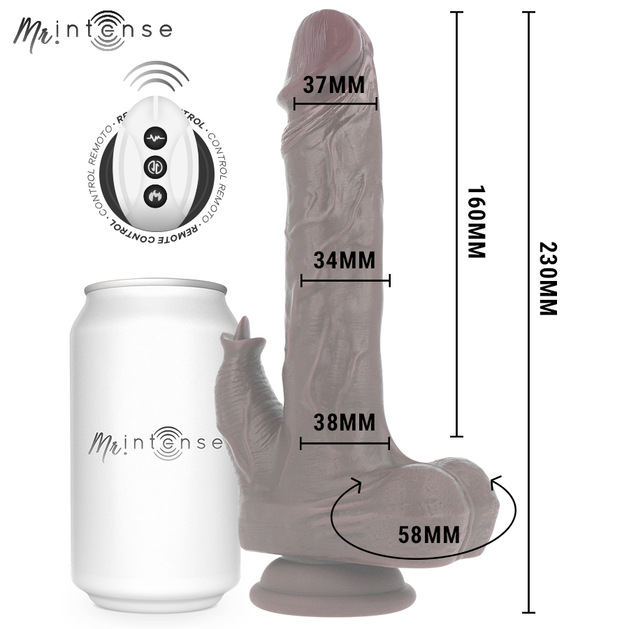 MR INTENSE – MORGAN REALÍSTICO MULTIFUNCIÓN CON VIBRACIÓN, ROTACION Y UP AND DOWN CONTROL REMOTO 23 CM -O- 3.5 CM