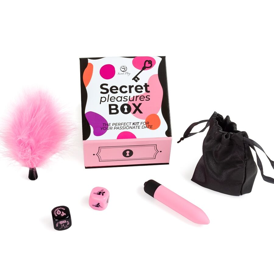 SECRET PLAY – CAJA DE PLACERES PARA PAREJAS DADOS + BALA VIBRADORA + PLUMERO