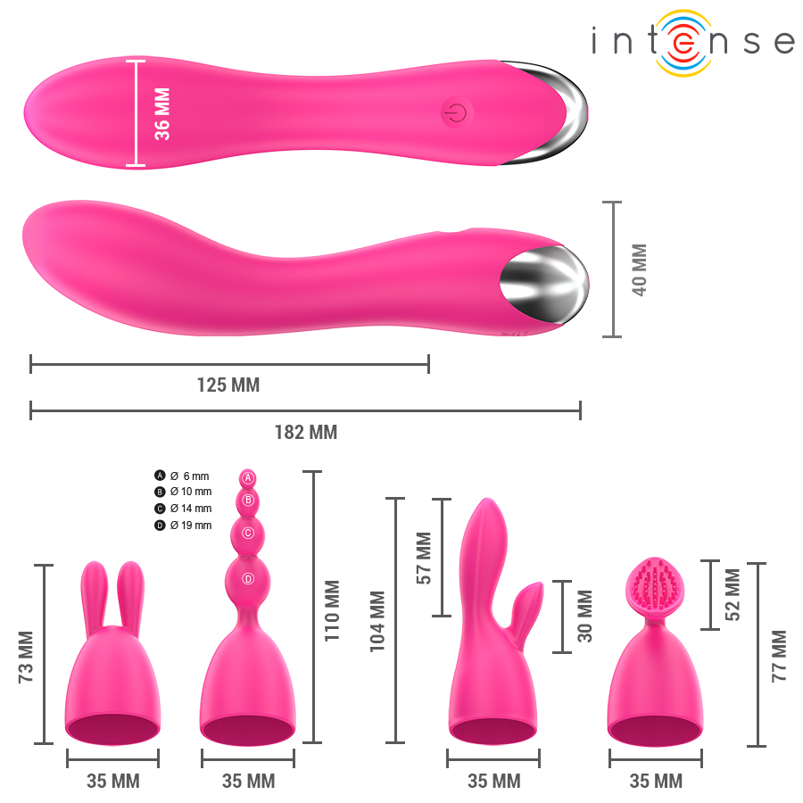 INTENSE – CHER VIBRADOR 20 PATRONES CON CABEZALES INTERCAMBIABLES