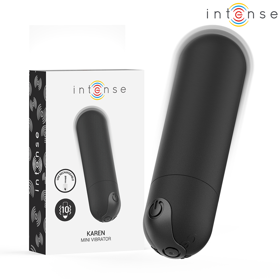 INTENSE – KAREN MINI BALA VIBRADORA 10 MODOS RECARGABLE NEGRO