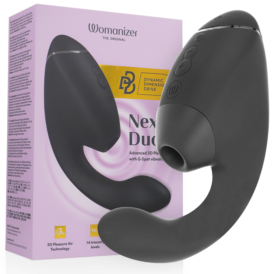 WOMANIZER – DUO NEXT ESTIMULADOR VIBRADOR DUAL CLÍTORIS PUNTOG NEGRO