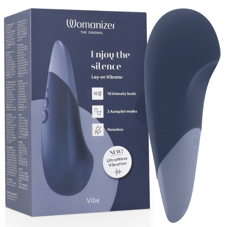 WOMANIZER – VIBE VIBRADOR LAY-ON SILENCIOSO AZUL OSCURO