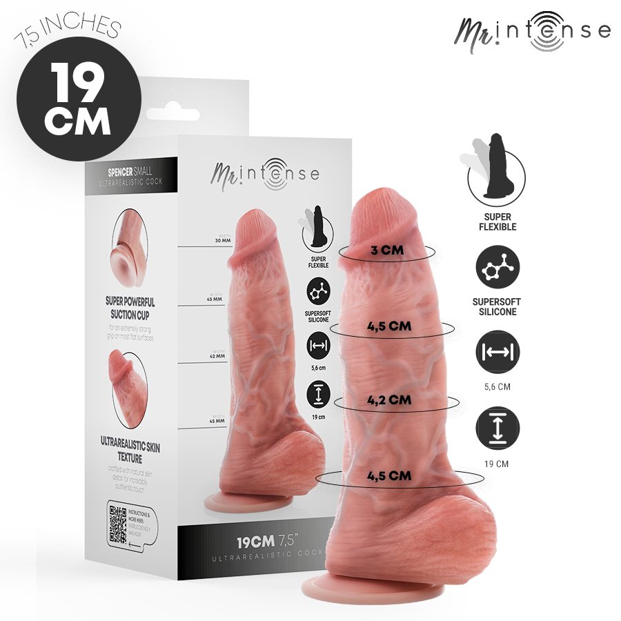 MR INTENSE – SMALL SPENCER DILDO SILICONA 19 CM -Ø- 4.5 CM