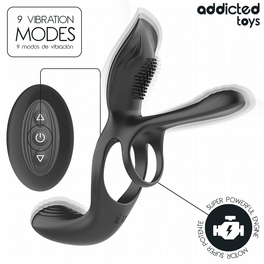 ADDICTED TOYS – DOBLE ANILLO PARA EL PENE CON ESTIMULADOR DE CLÍTORIS