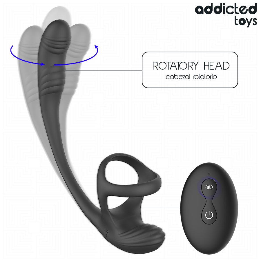 ADDICTED TOYS – PLUG ANAL VIBRACIÓN Y WAVING 360 Y ESTIMULADOR TESTÍCULOS