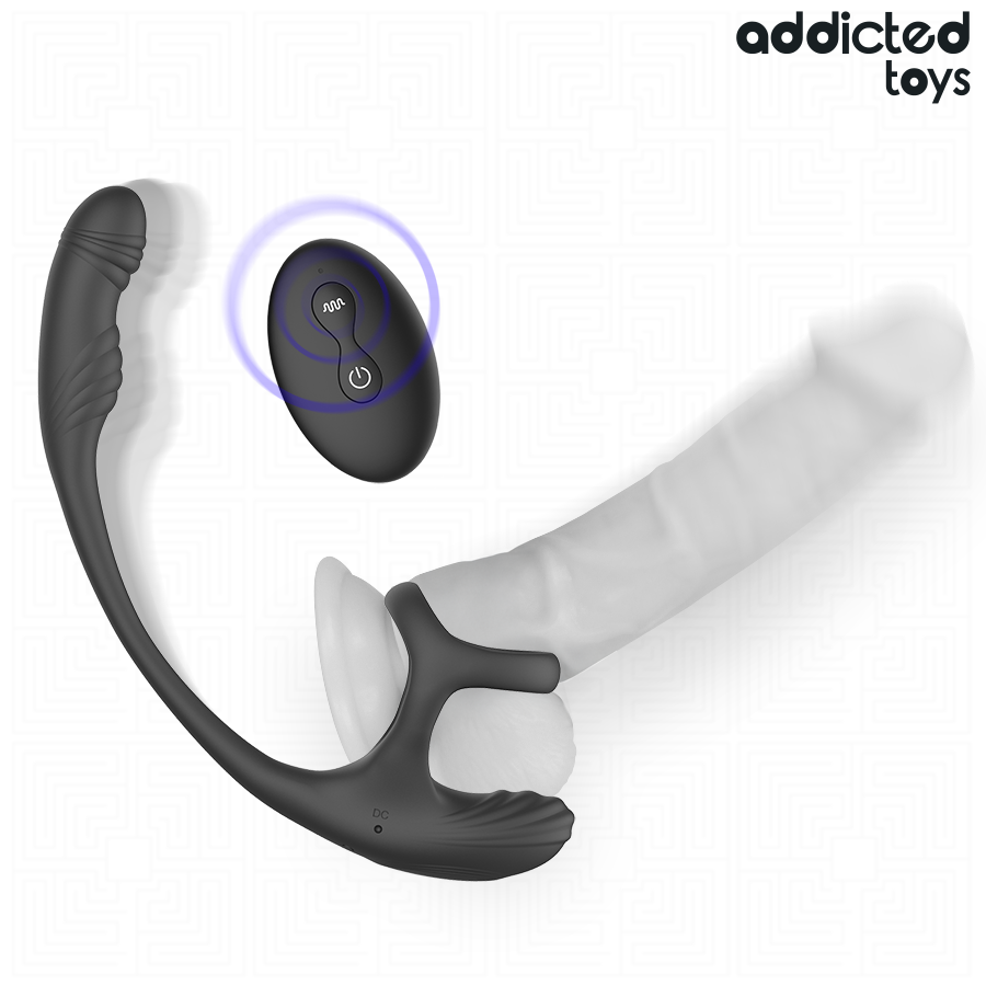 ADDICTED TOYS – PLUG ANAL VIBRACIÓN Y WAVING 360 Y ESTIMULADOR TESTÍCULOS
