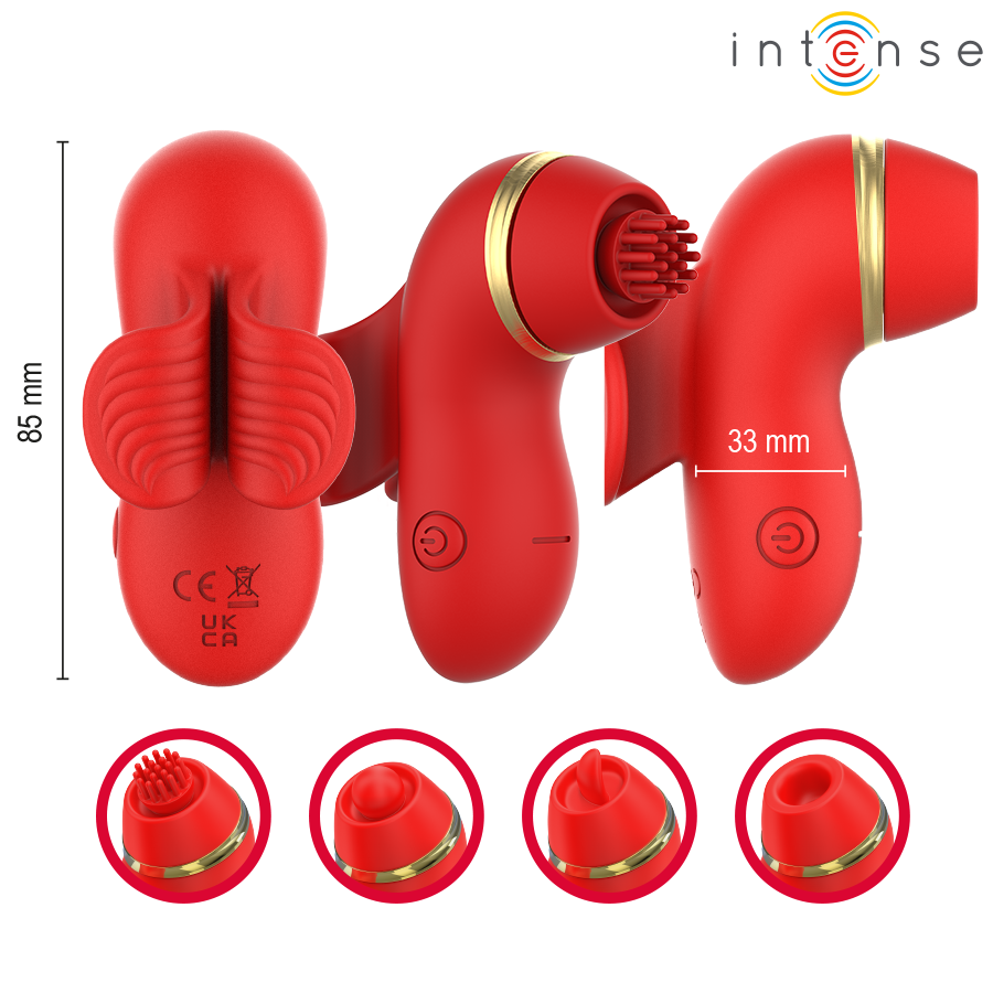 INTENSE – PATTY ESTIMULADOR CON 4 CABEZALES, SUCCIÓN, TAPPING, TICKLING Y LICKING