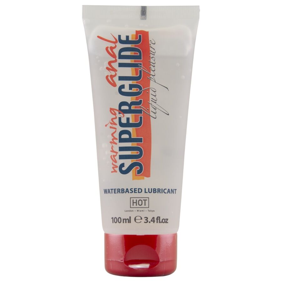 HOT – ANAL SUPERGLIDE WARMING LIQUID PLEASURE LUBRICANTE ANAL BASE AGUA EFECTO CALOR 100 ML