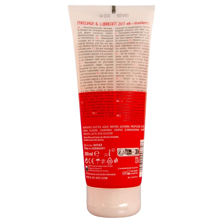 HOT – MASSAGE  GLIDE GEL 2 EN 1 FRESA 200 ML