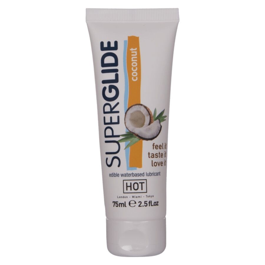 HOT – SUPERGLIDE LUBRICANTE COMESTIBLE BASE AGUA COCO 75 ML