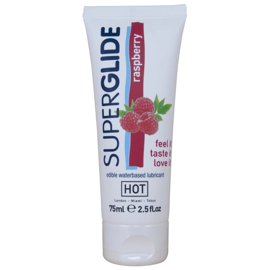 HOT – SUPERGLIDE LUBRICANTE COMESTIBLE BASE AGUA FRAMBUESA 75 ML