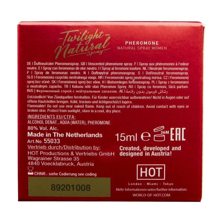 HOT – TWILIGHT NATURAL CON FEROMONAS MUJER 15 ML